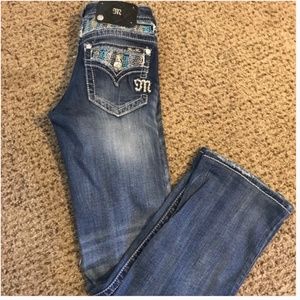 Miss Me Bootcut Jeans Size 26 Mint Embellished Flap JP5554B